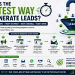 Infographic showing the fastest ways to generate leads through targeted marketing, lead magnets, ads, follow-up, and conversion strategies