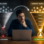Lead conversion funnel showing how businesses can qualify, nurture, engage, and convert B2C leads into customers